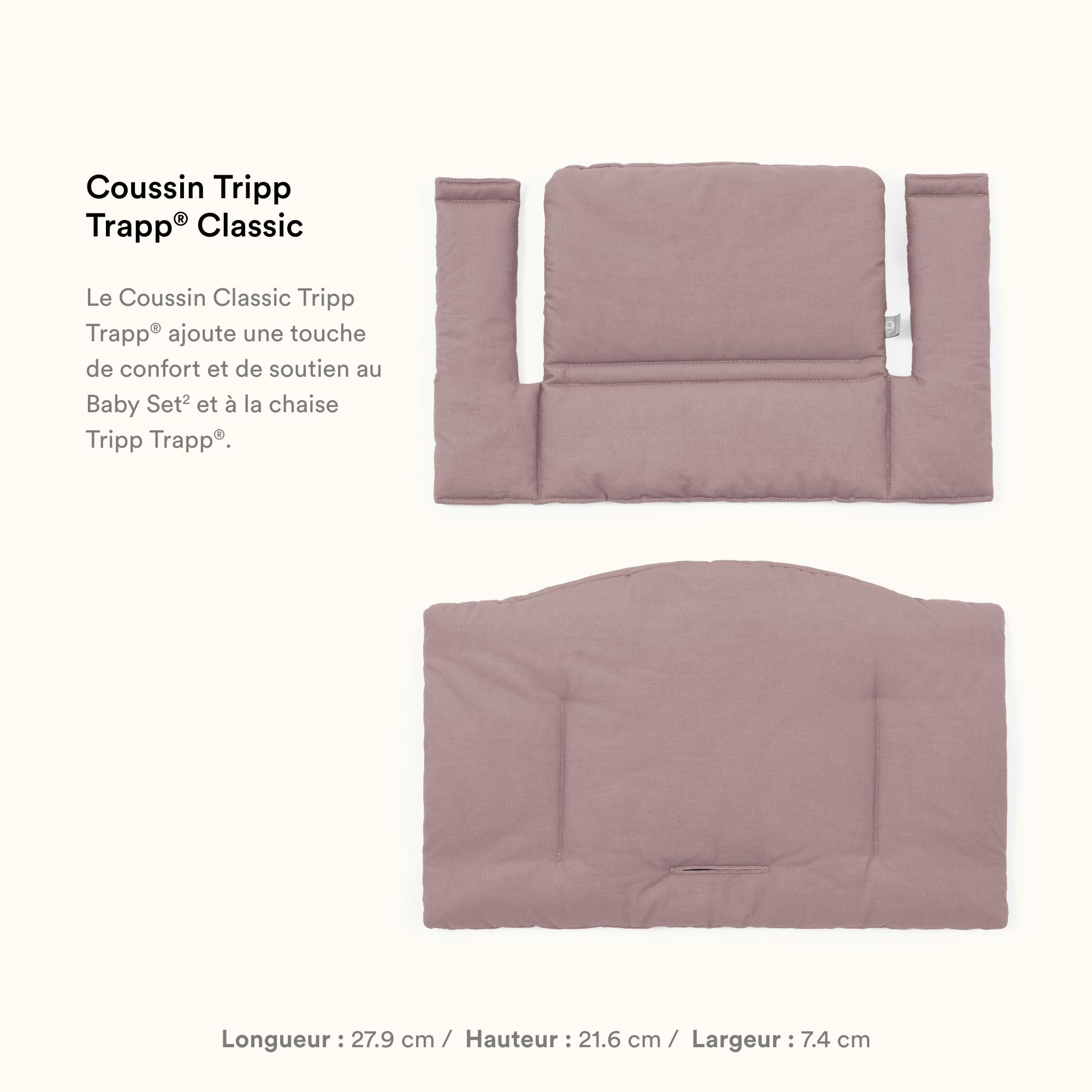 Coussin Classic Tripp Trapp, Heather Mauve - À utiliser avec la Chaise ou Chaise Haute Tripp Trapp pour un soutien renforcé & confort - Lavable en machine