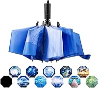Vista 72 de LANBRELLA Paraguas plegable inverso compacto paraguas de viaje a prueba de viento automático Negro