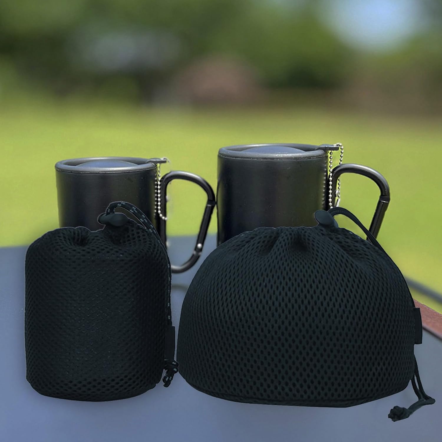 Nylon Mesh Bag Travel Stuff Sacks Drawstring Bag Outdoor Pots Storage Camping Tableware Organizers Storage Pouch Camping Tableware Organizers Carrying Case