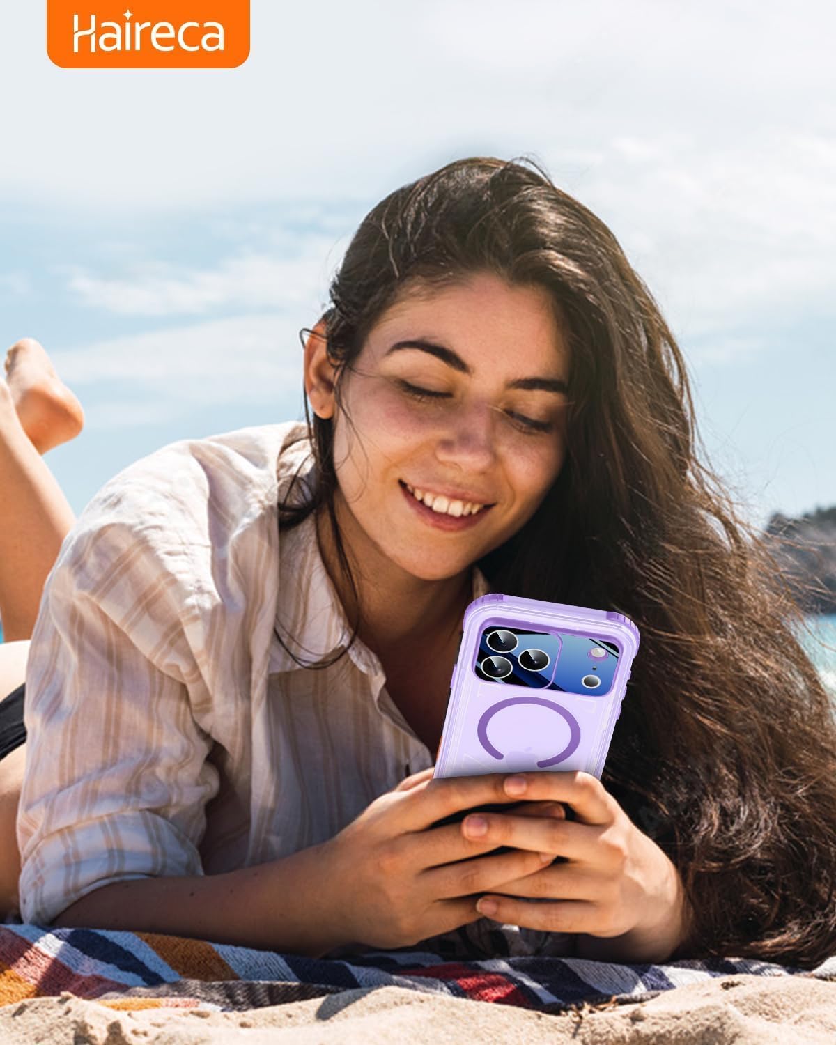 for iPhone 17 Pro Waterproof Case Magnetic, Built in Camera Control [Screen Protector] [Lanyard], Fit for Magsafe Heavy Duty Military Rugged Full Body IP68 Phone Case, 6.3" Frosted Purple - Image 9