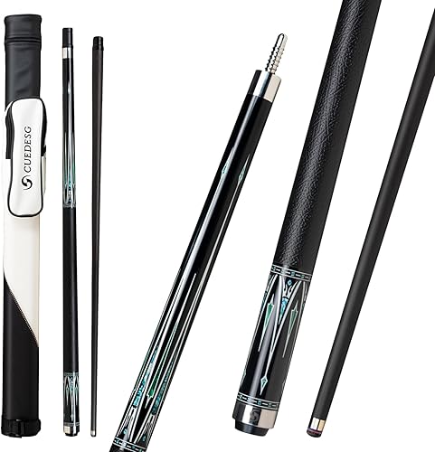 Miniatura 13 de Palo de taco de piscina de fibra de carbono 0.413 in/0.465 in/0.492 in, palo de piscina de baja desviación, palo de taco profesional con estuche