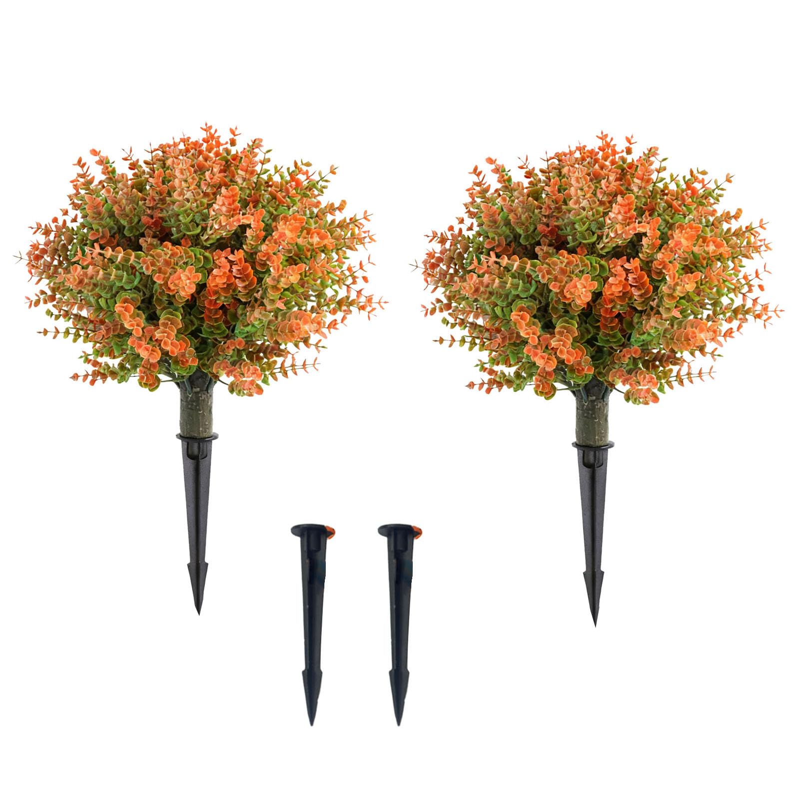 Topiary Eukaliptusowe Sztuczne Krzewy z Kolcami Żywe Pomarańczowe Liście do Dekoracji Ogrodu lub Patio 45 Cm 2 szt.