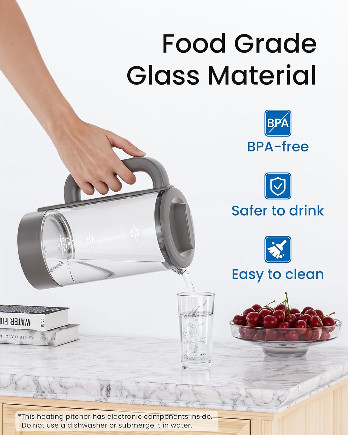 Maxblue GPWT-H Pure Water Tank Compatible with Waterdrop M1 Countertop Reverse Osmosis System, Portable Pure Water Tank, Glass Pitcher, BPA Free