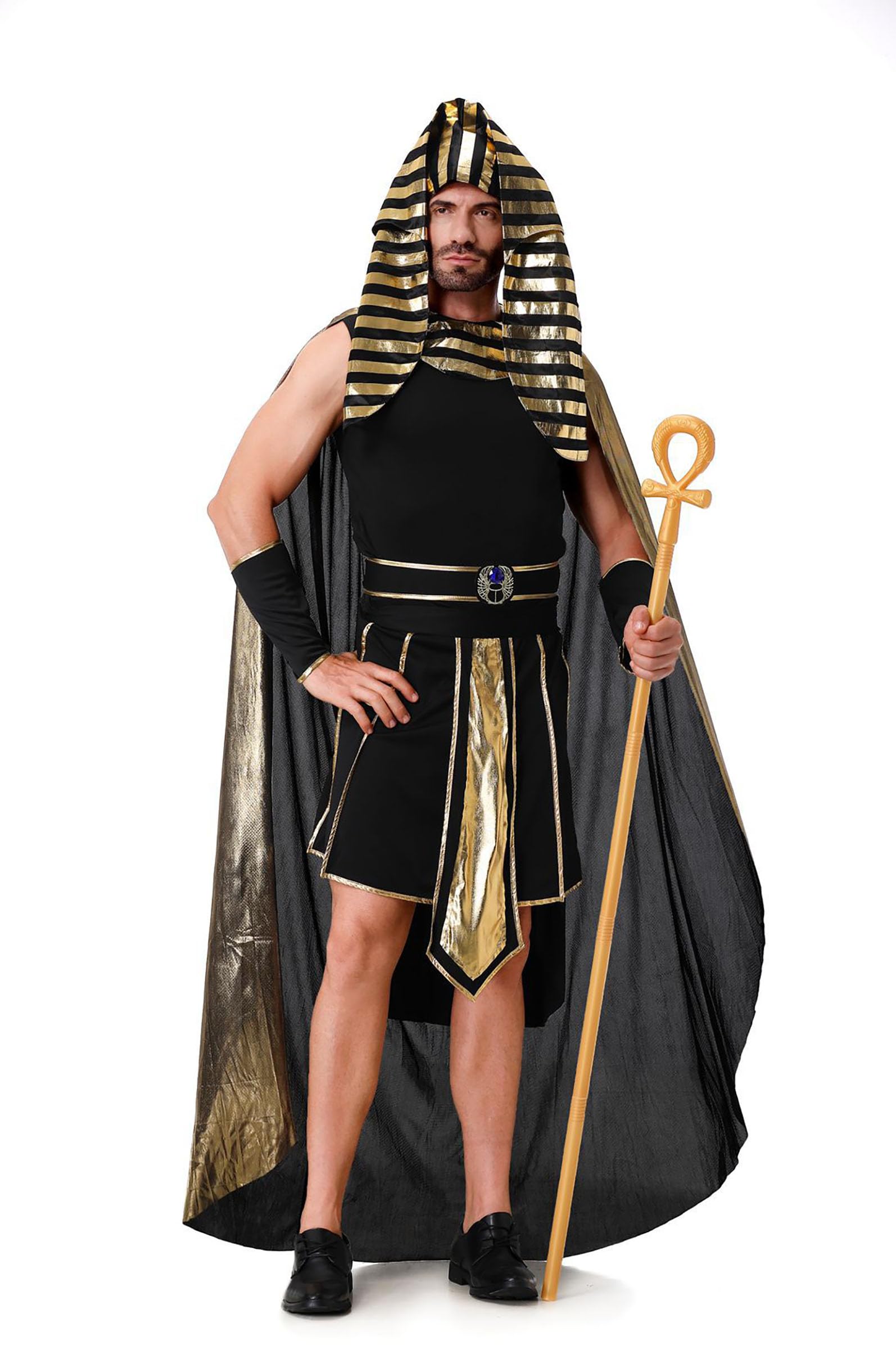 Disfraz de faraón egipcio para hombre, disfraz de egipcio, traje histórico del faraón para Halloween, carnaval