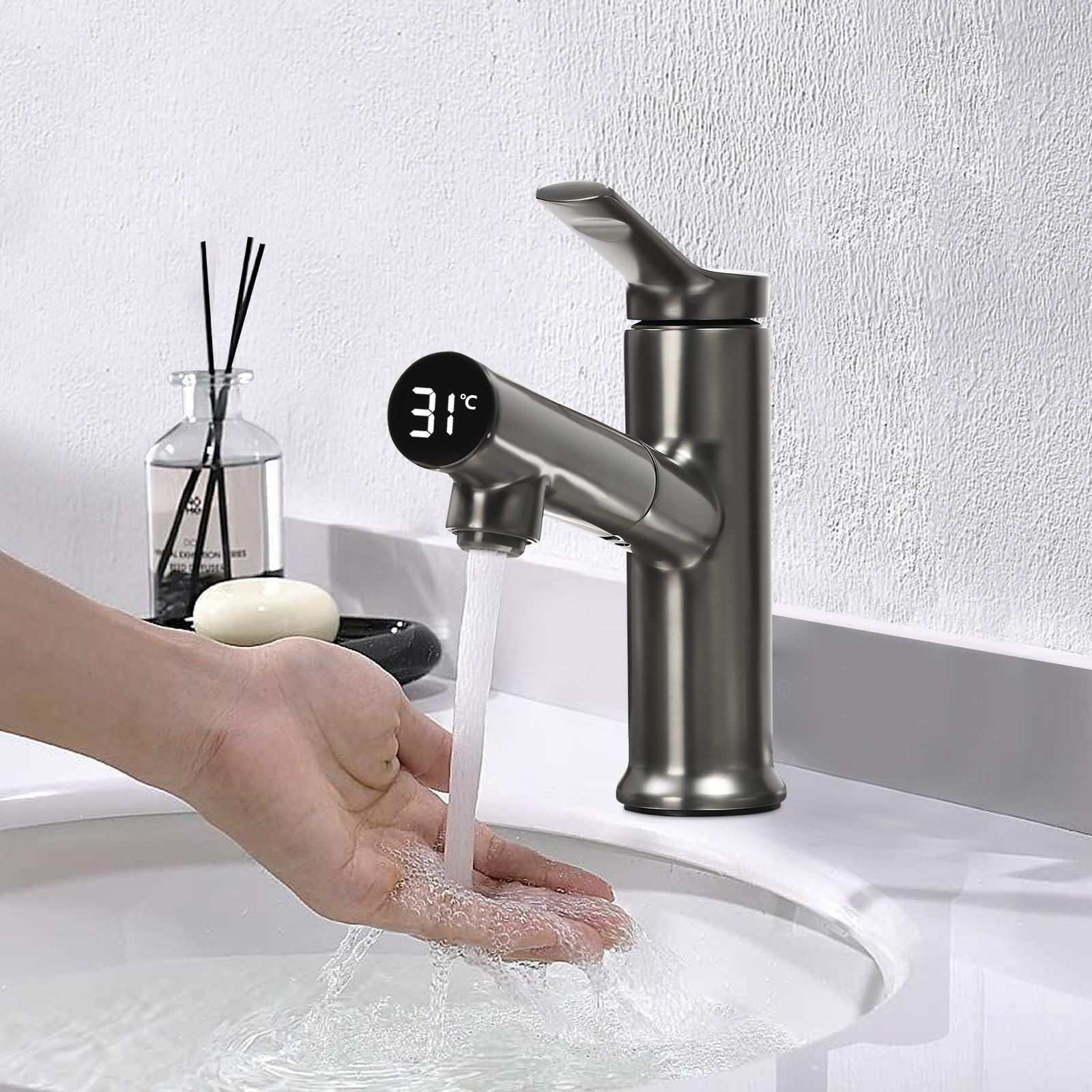 IMEX Einhebel-Waschbeckenarmatur LINE – Mattgrau Oder Champagner – Modernes Design, Leicht Zu Reinigen, Mit Keramikkartusche