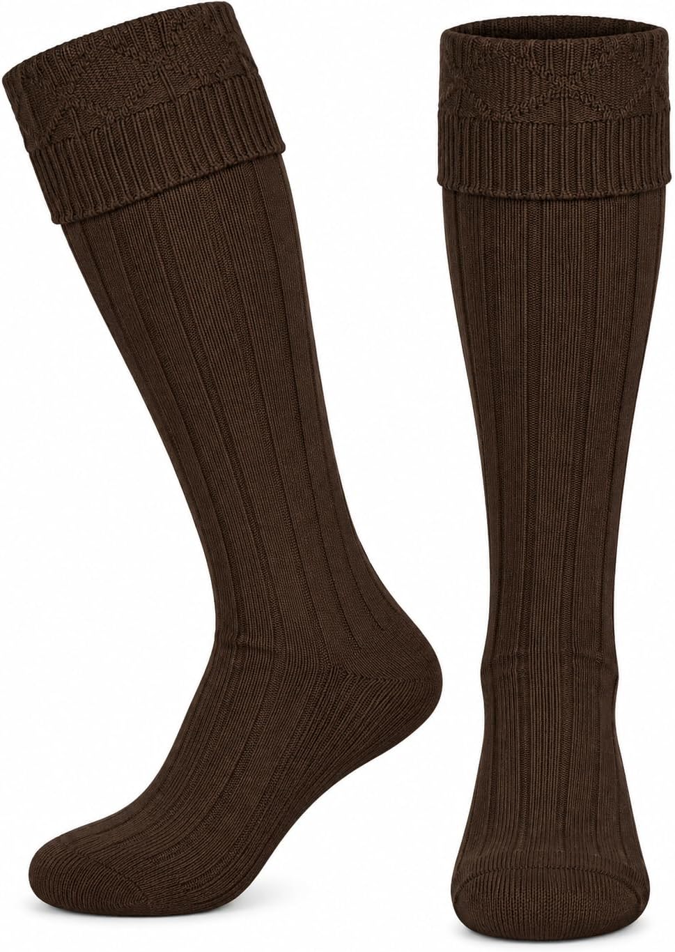 Scottish Kilt Hose – Traditional Ribbed Wool Blend Highland Socks for Men – Comfortable Long Kilt Socks