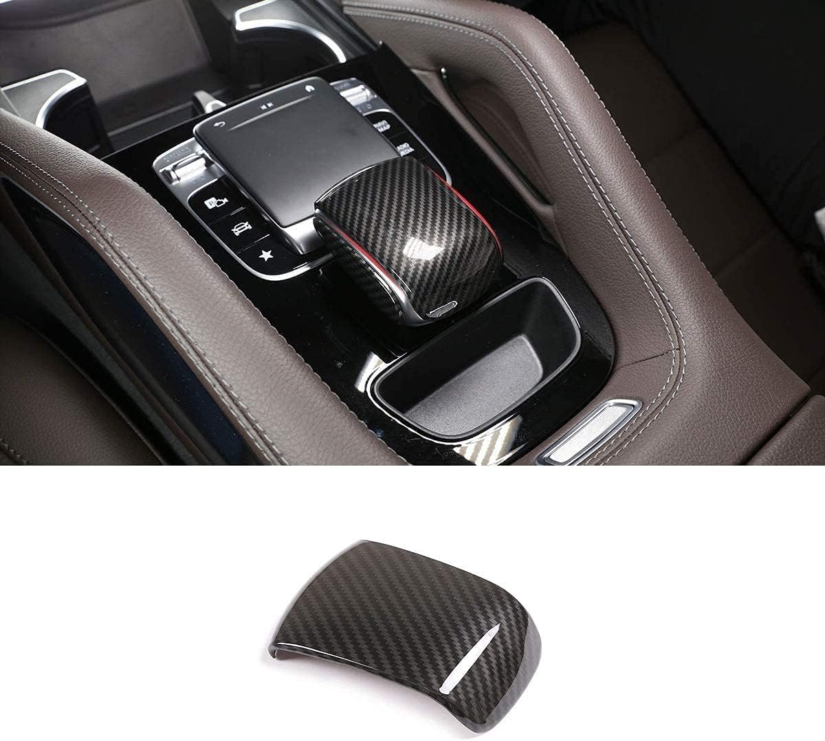 ABS Carbon Fiber Style Car Center Gear Shift Head Cover Trim for Benz GLE GLS Class W167 X167 350 450 2019 2020 Accessories (Carbon Fiber)
