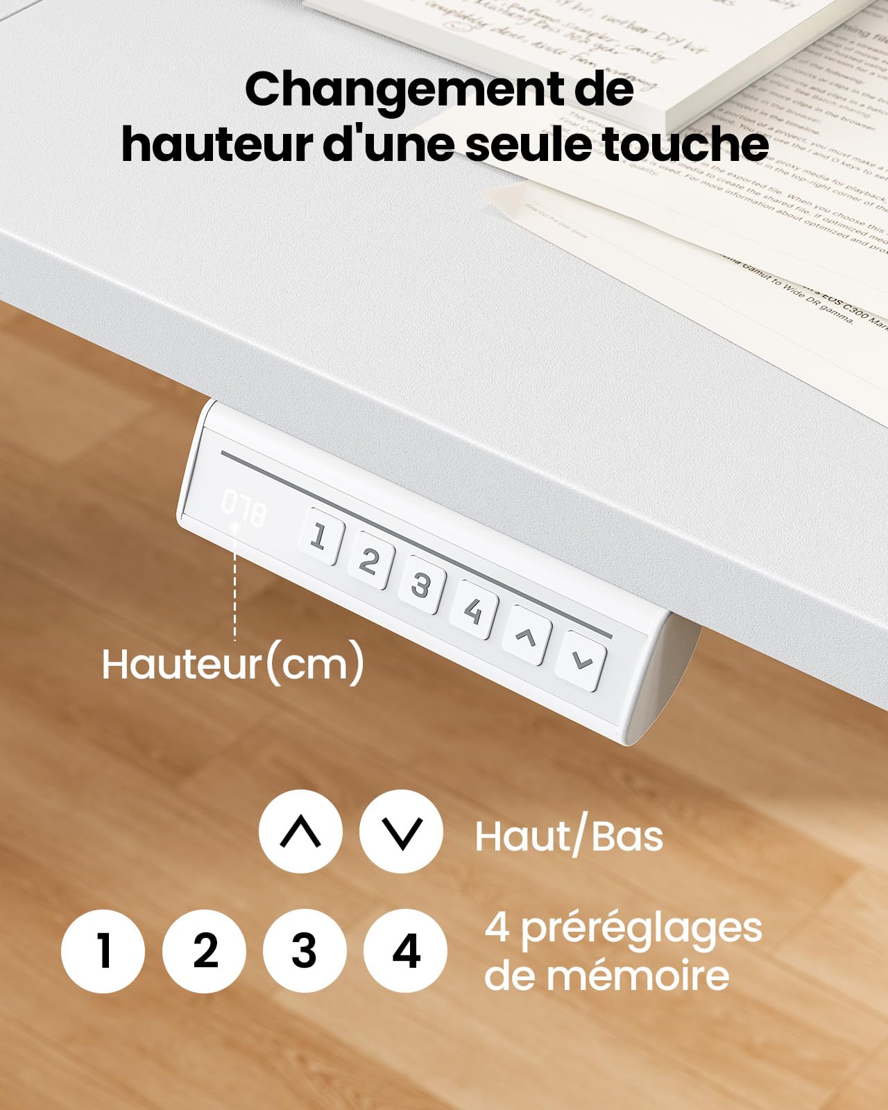 ErGear Bureau Assis Debout Electrique, Bureau Réglable en Hauteur Electrique 160 x 80 cm avec Panneau Intelligent à 4 Mémoires, Bureaux Blanc avec Plateau en Panneaux Assemblés
