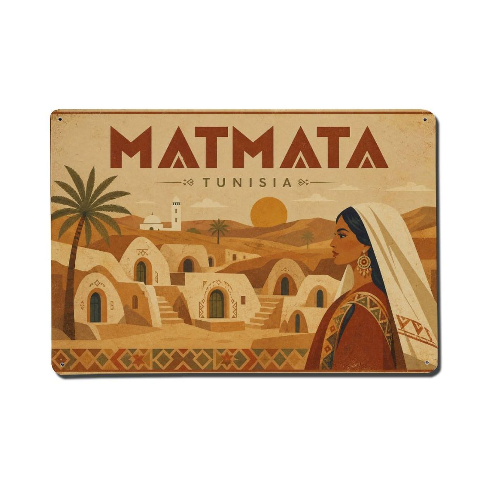 Metal Tin Sign Travel Retro Tunisia Matmata