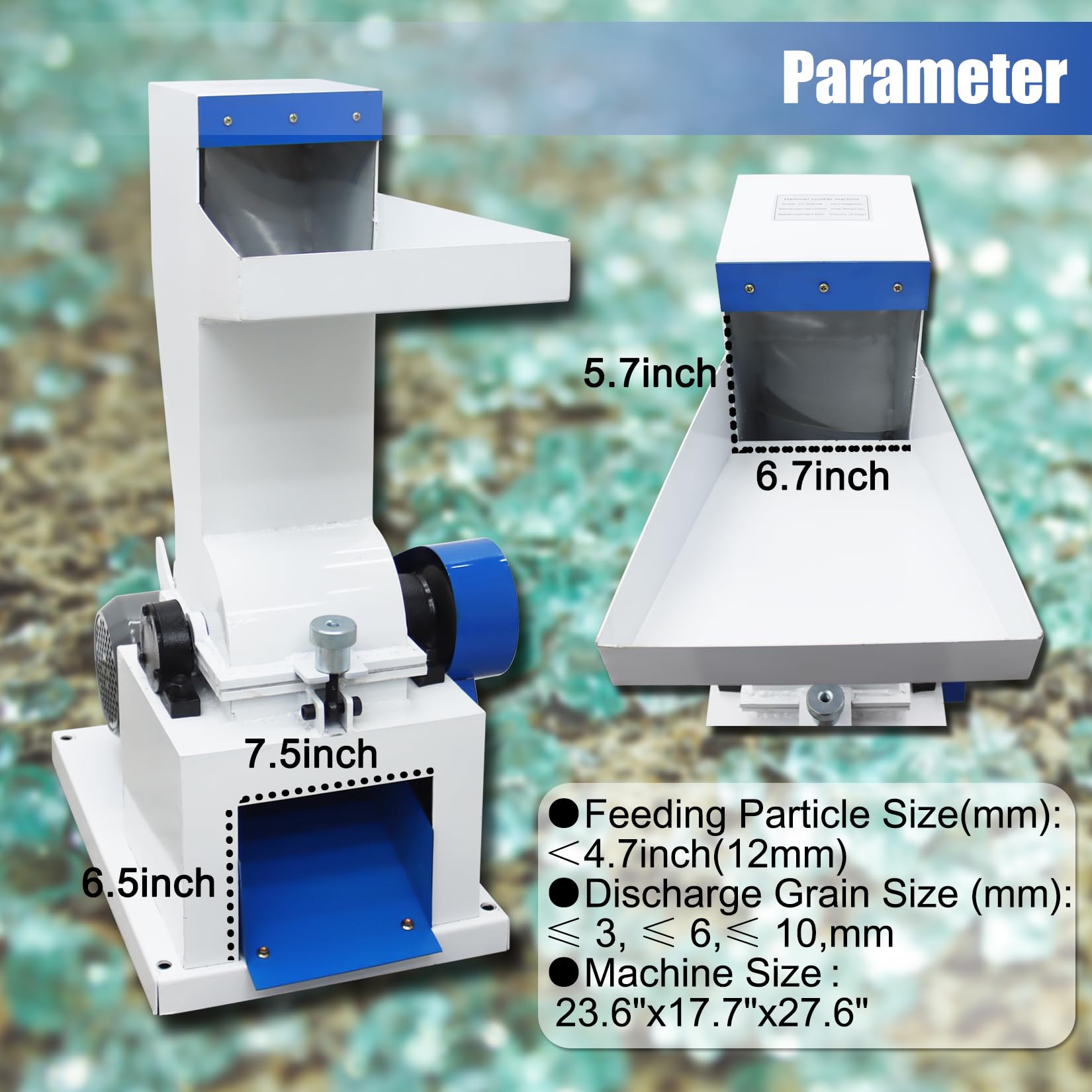 HayWHNKN Hammer Crusher Rock Crushing Machine Glass Milling Machine Electric Glass Stone Shatter Grinder Rock Mill 220V 2.5KW