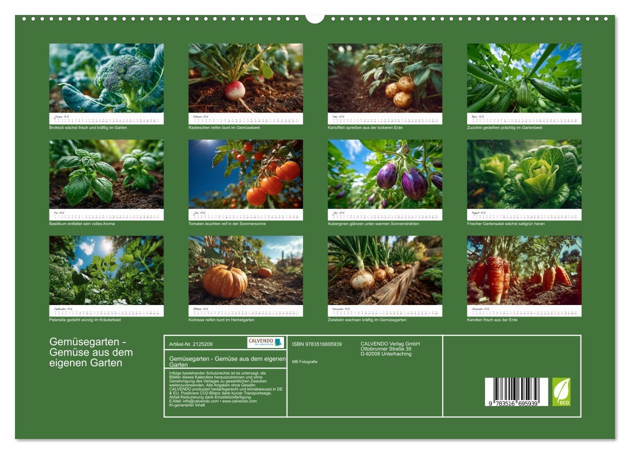Gemüsegarten - Gemüse aus dem eigenen Garten (hochwertiger Premium Wandkalender 2026 DIN A2 quer), Kunstdruck in Hochglanz: Selbstversorgung und ... Zucchini und mehr (CALVENDO Lifestyle)