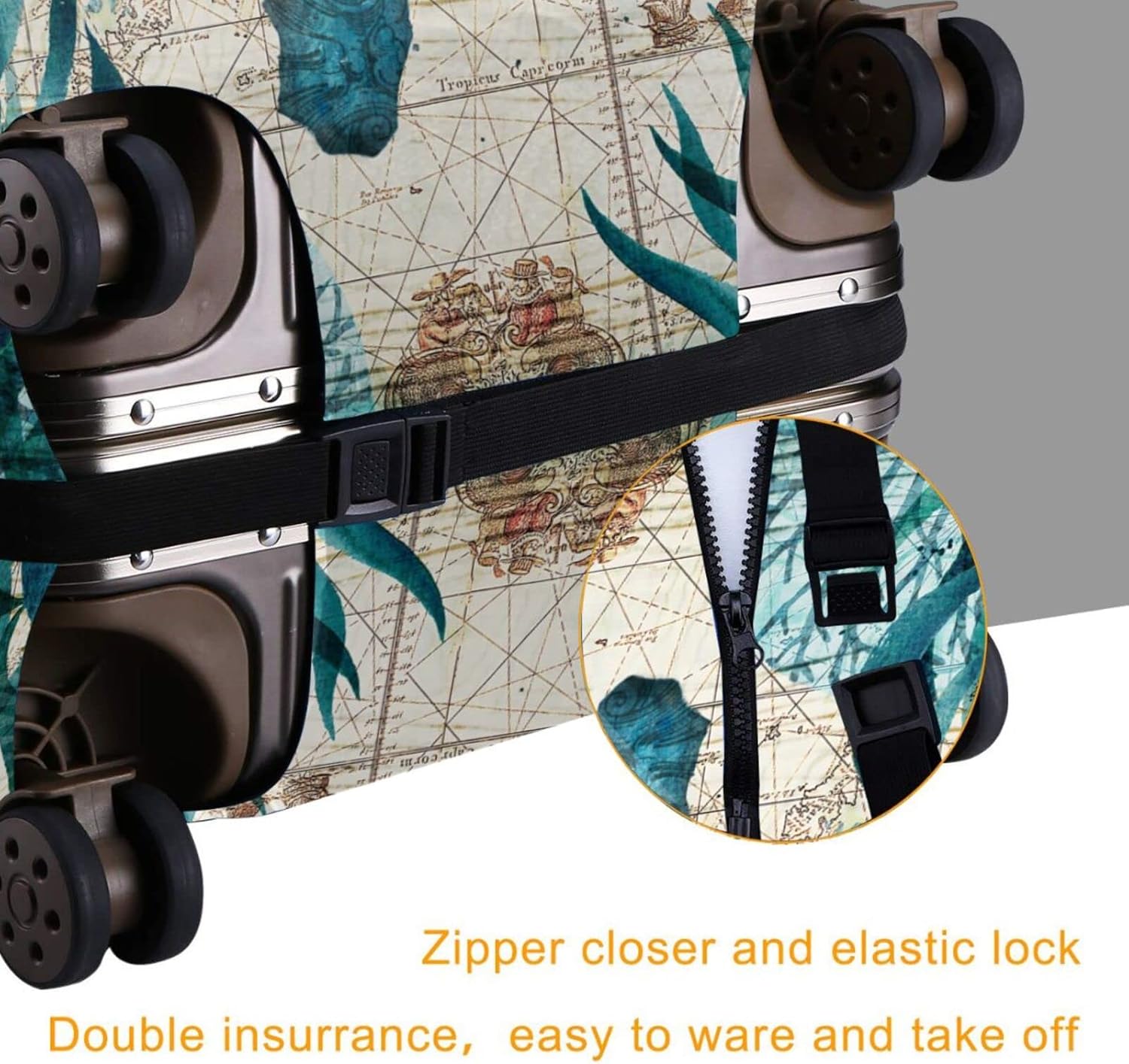 review Groamaup Travel Luggage Cover Vintage Turtle Starfish World Map Luggage Suitcase Protector Baggage Fit Large