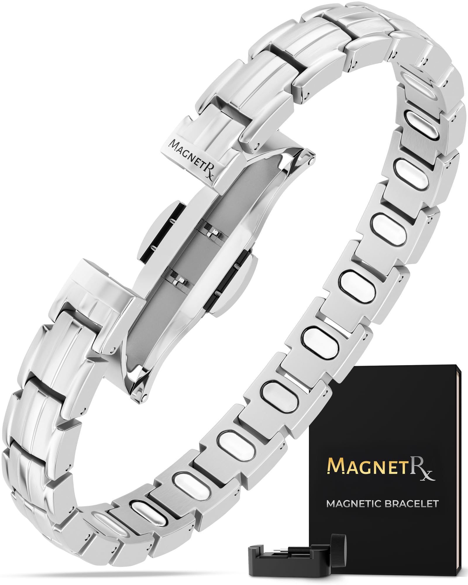 Magnetic Bracelets - EllipseMAX 5X Strength 5,000 Gauss Magnets - Designed in USA & PATENT PENDING - Premium Titanium Magnetic Bracelet & Adjustable Length