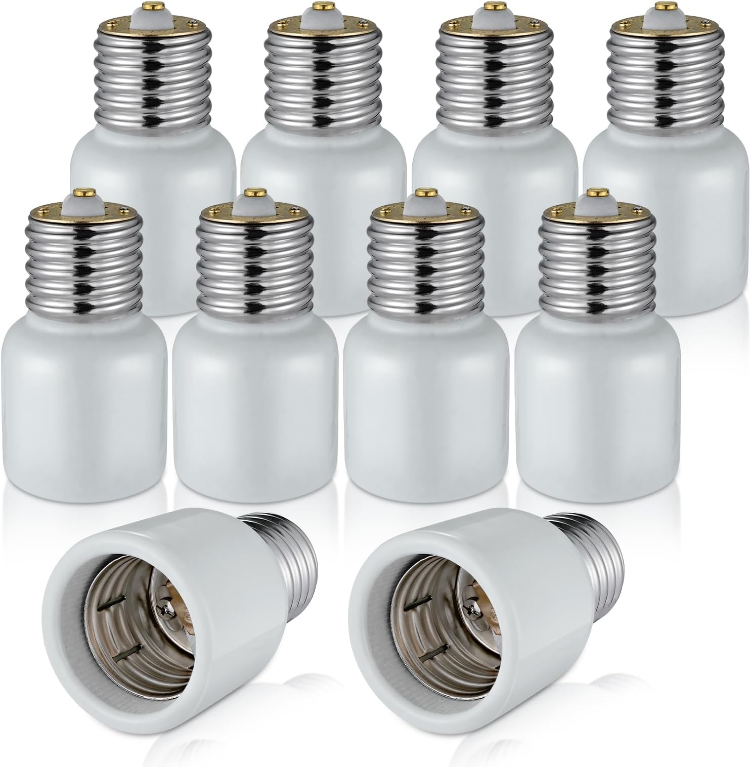 Porcelain Mogul Socket Extender,Mogul Base E39 Socket Extensions Adapter, E39 to E39 Screw Mogul Base LED Fluorescent Incandescent Lamp Holder Adapter 1500W 600V (10-Pack)