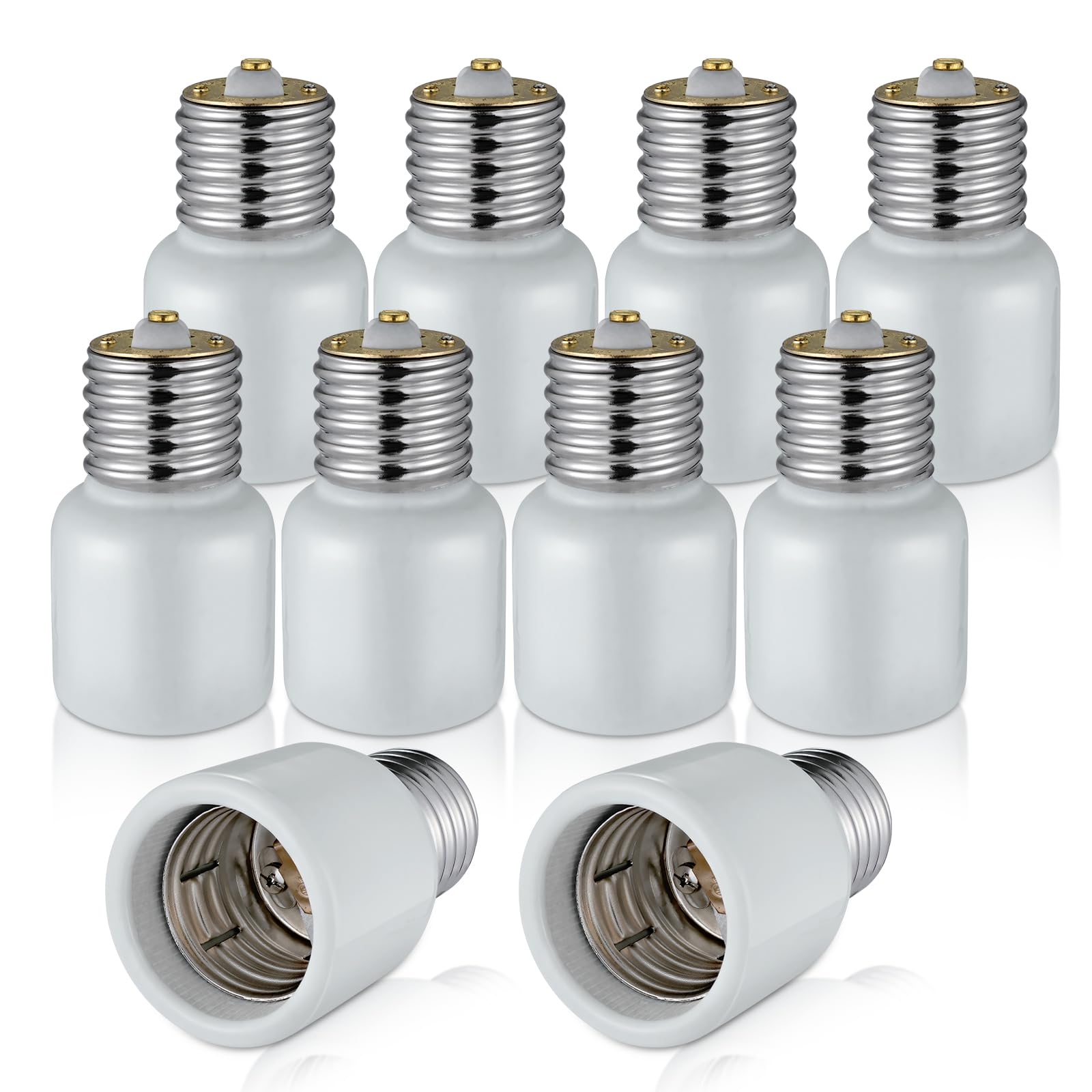 Porcelain Mogul Socket Extender,Mogul Base E39 Socket Extensions Adapter, E39 to E39 Screw Mogul Base LED Fluorescent Incandescent Lamp Holder Adapter 1500W 600V (10-Pack)