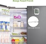 KeeKit Refrigerator Thermometer, Digital Freezer Thermometer with Waterproof Probe & Suction Cup, Temperature Monitor with Alarm, LCD Display, Min/Max Recording, for Fridge, Aquarium, Food Storage