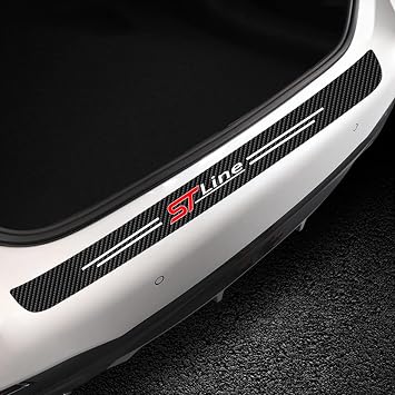 Car Rear Bumper Protectors for Fo-rd ST-line, 90cm Tailgate Trim Strip Trunk Door Sill Edge Guard Carbon Fiber Anti-scratch Sticker Styling Accessories,Black