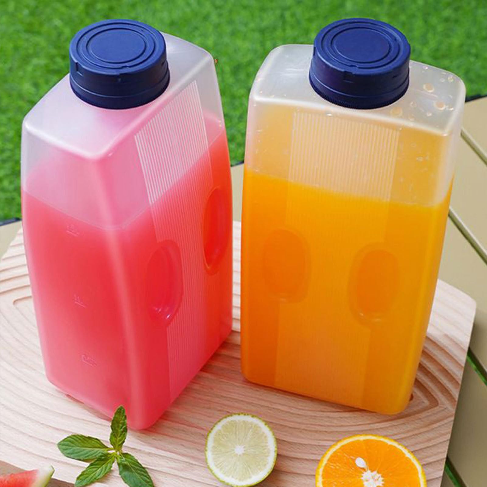 Bouteille en verre réutilisable 2L avec échelle pour jus, thé glacé, café, lait - distributeur de boissons étanche