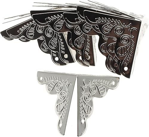 Miniatura 3 de LBTODH 1 juego de cierres de cerrojo de aleación de zinc antiguo y bisagras grabadas con mariposa retro y protectores de esquina, kit decorativo y