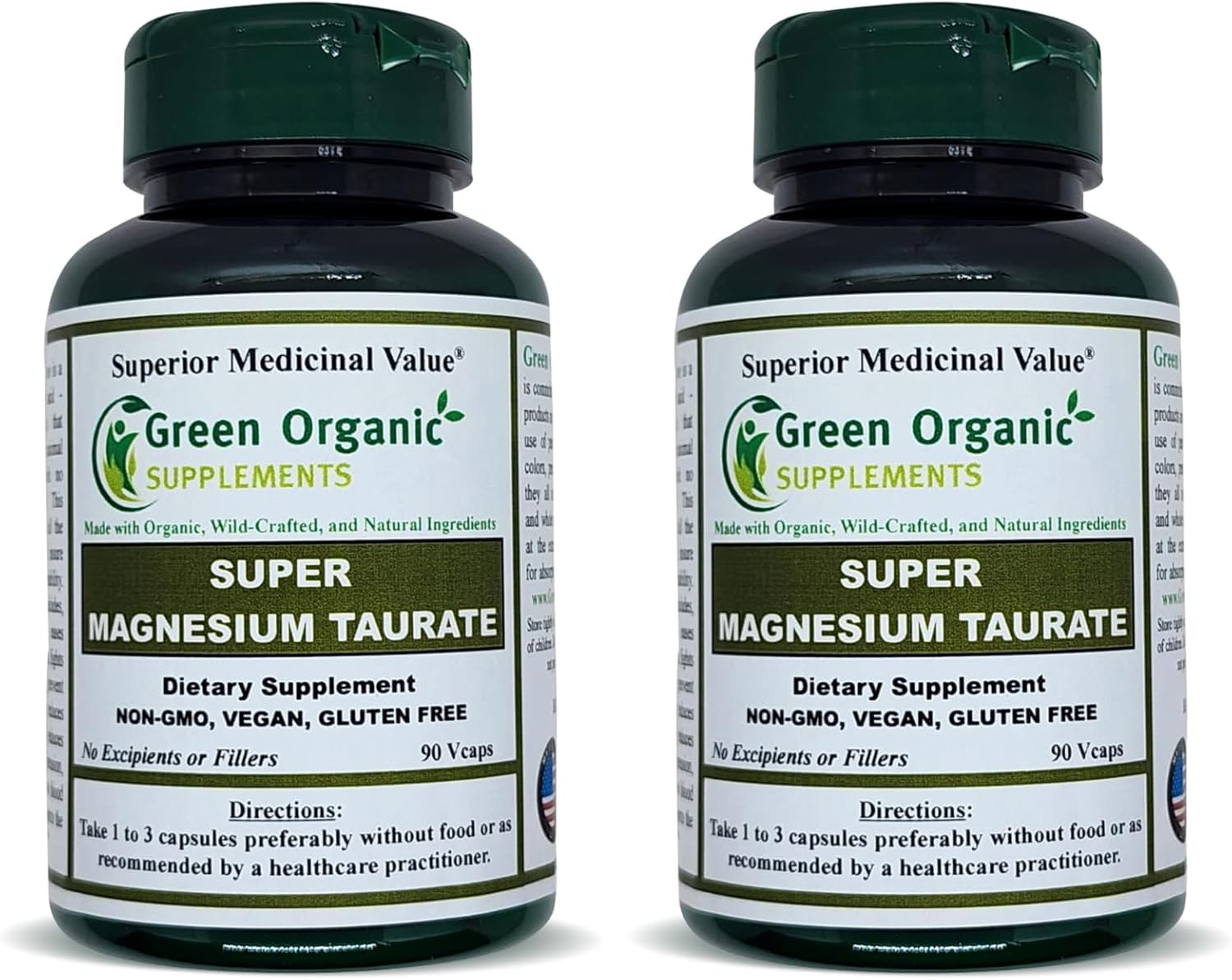 Magnesium Taurate, High Absorbable, 90 VCaps, Non-GMO, Vegan, & Gluten Free, Made with Organic, Wild-Crafted, and Natural Ingredients (Pack of 2)