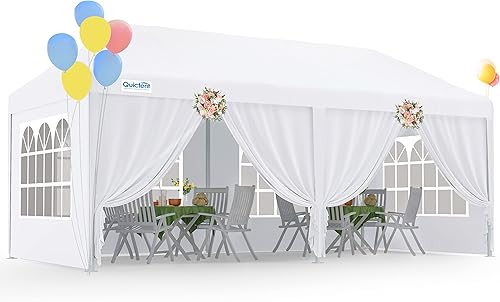 Quictent gazebo con toldo para fiestas de bodas exterior 10X 20 con 6 paredes laterales extraíbles elegante ventana de iglesia
