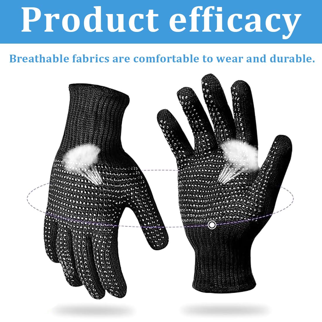 SGERUFZ 2 Pièces Gants Anti Chaleur, Gants de Protection Thermique pour Fer à Lisser et Boucleur (Noir)