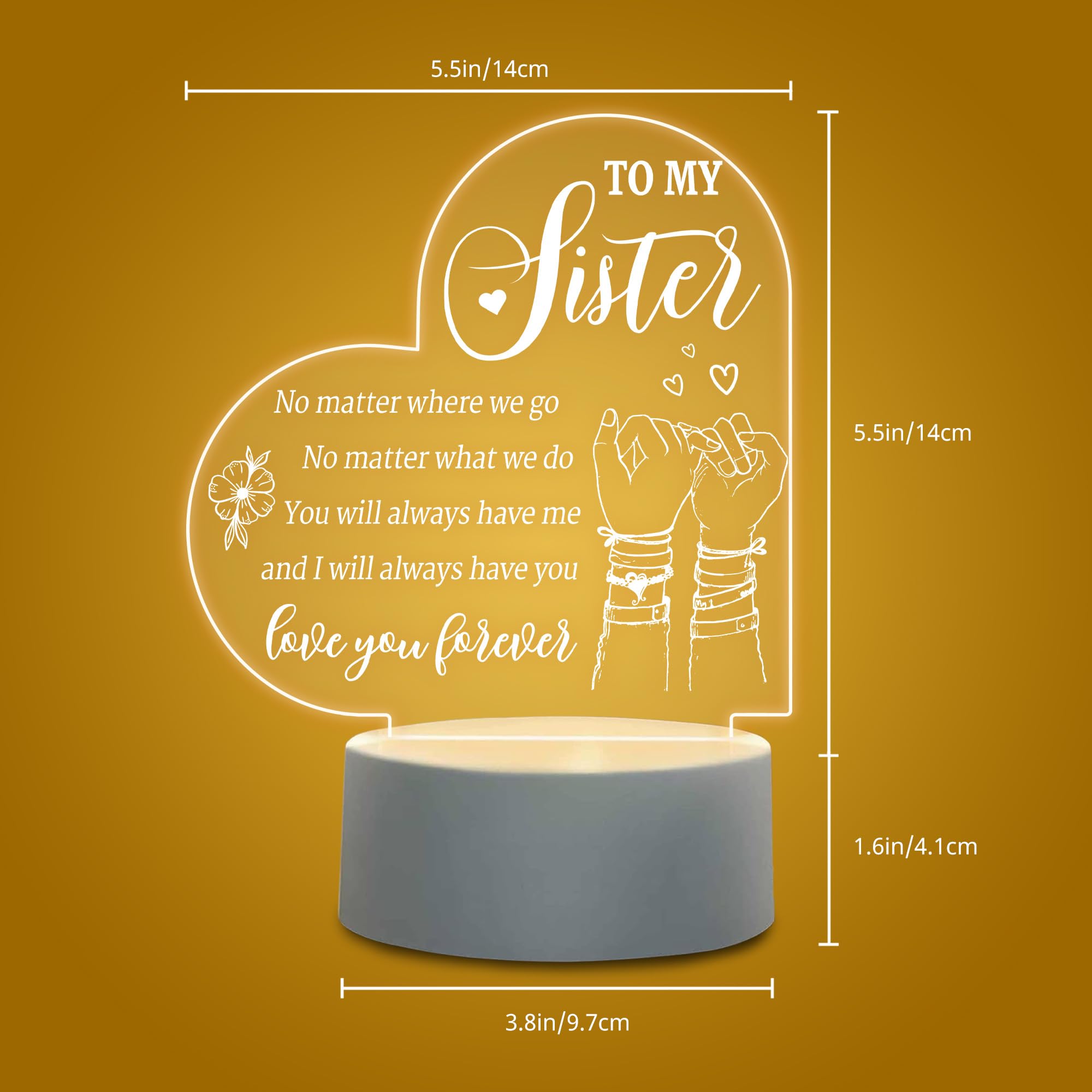 Sister Gifts - Night Light for Birthday, Mother's Day, Graduation