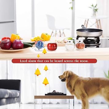 60 Minute Count Down Timer,Tomato Mechanical Kitchen Timer with Loud Alarm,Rotating Dial for Cooking, Baking,Boiling Eggs Battery-Free,Child-Safe & Durable