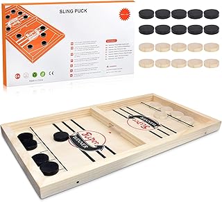 Super Fast Sling Puck Game, Portable Table Hockey Game for Kids and Adults, Tabletop Slingshot Games Toys for Boys and Girls, Desktop Sport Board Game for Family Game Night Fun (Large Winner)