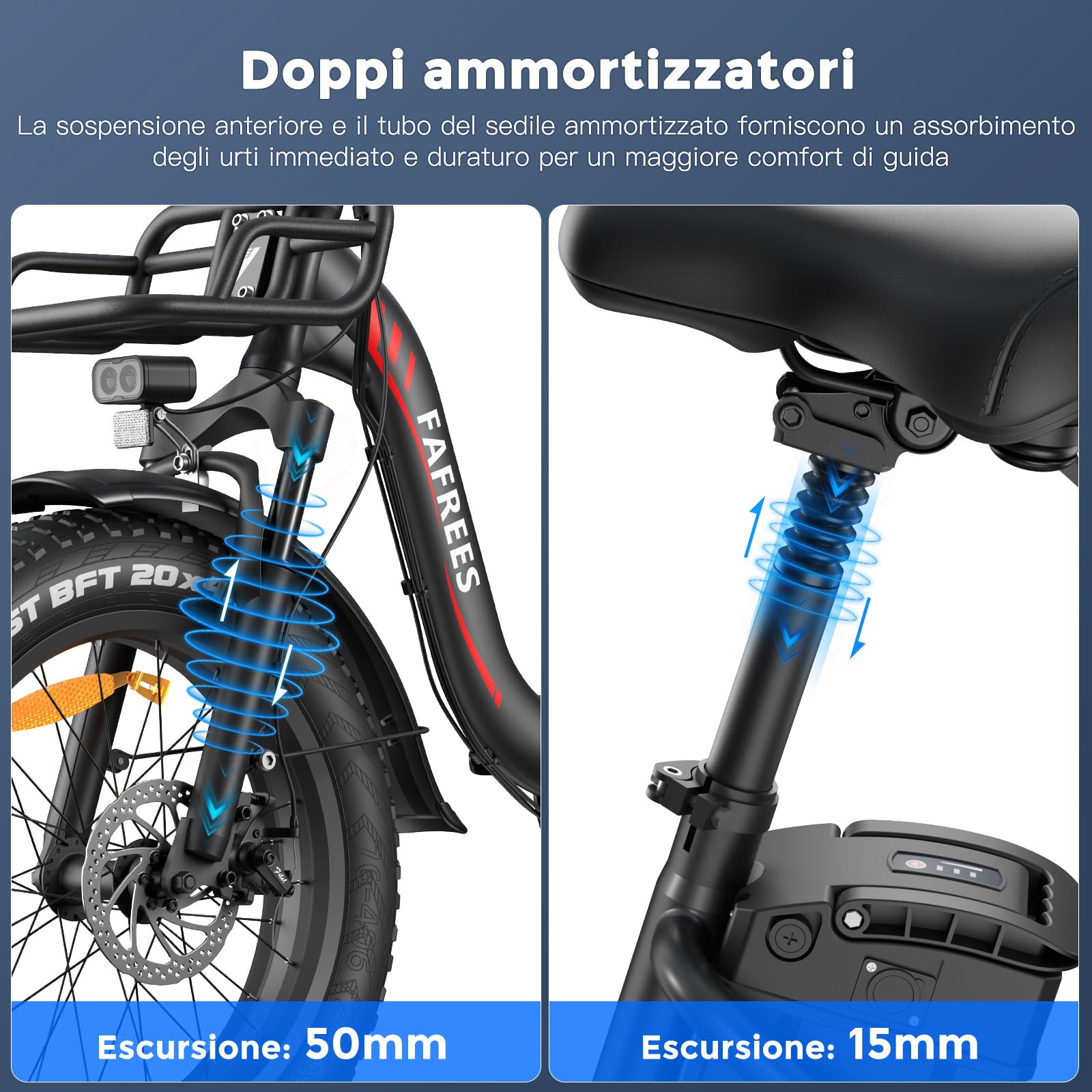Fafrees Bici Elettrica Pieghevole 48V30Ah Batteria Rimovibile Bicicletta Elettrica 20"×4.0" Fat Tire 7 Velocità EBike Uomo Donna Adulti, Freni a Disco Meccanici