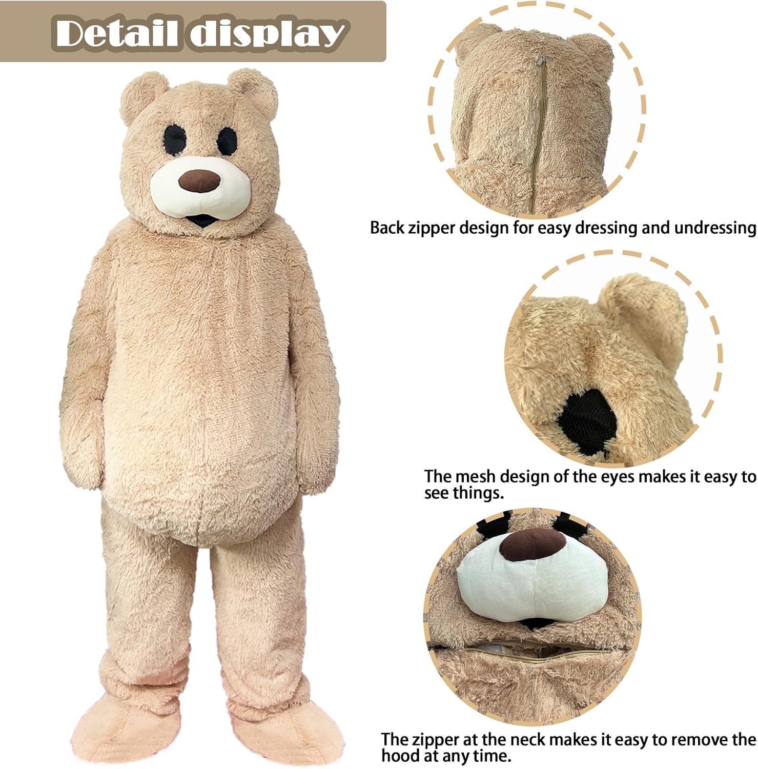Bear Mascot Costume, Dancing Bear Costume, Giant Plush Bear Costume, Christmas Costumes for Adults, 73 inches - Image 5