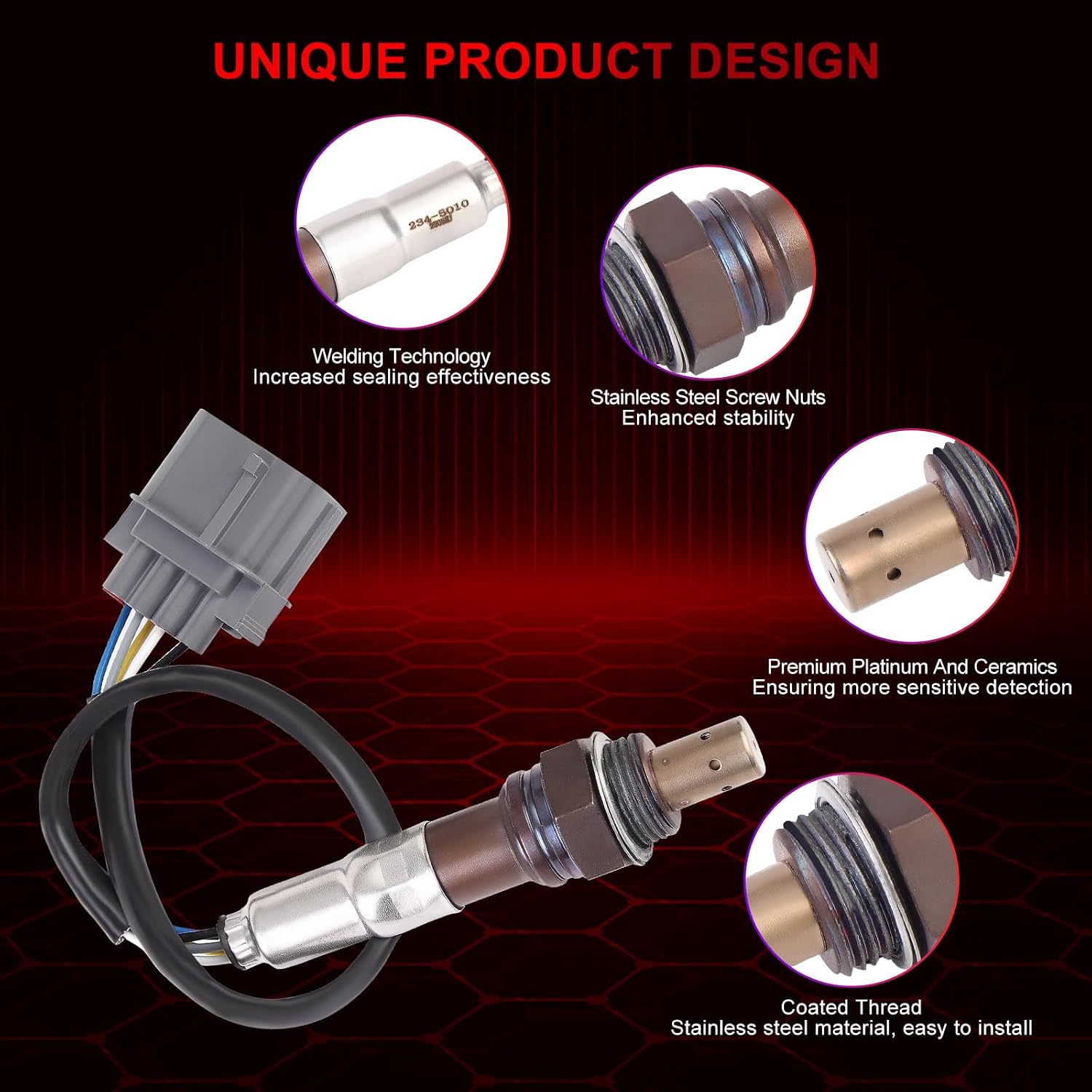 Pack of 4 O2 Oxygen Sensor Upstream and Downstream Compatible with Acura 3.5L MDX 03-06 RL 05-08 3.2L TL 04-06 for Honda 3.0L Accord 05-07 3.5L Ridgeline 06-08 Odyssey 05-06 Pilot 05-08