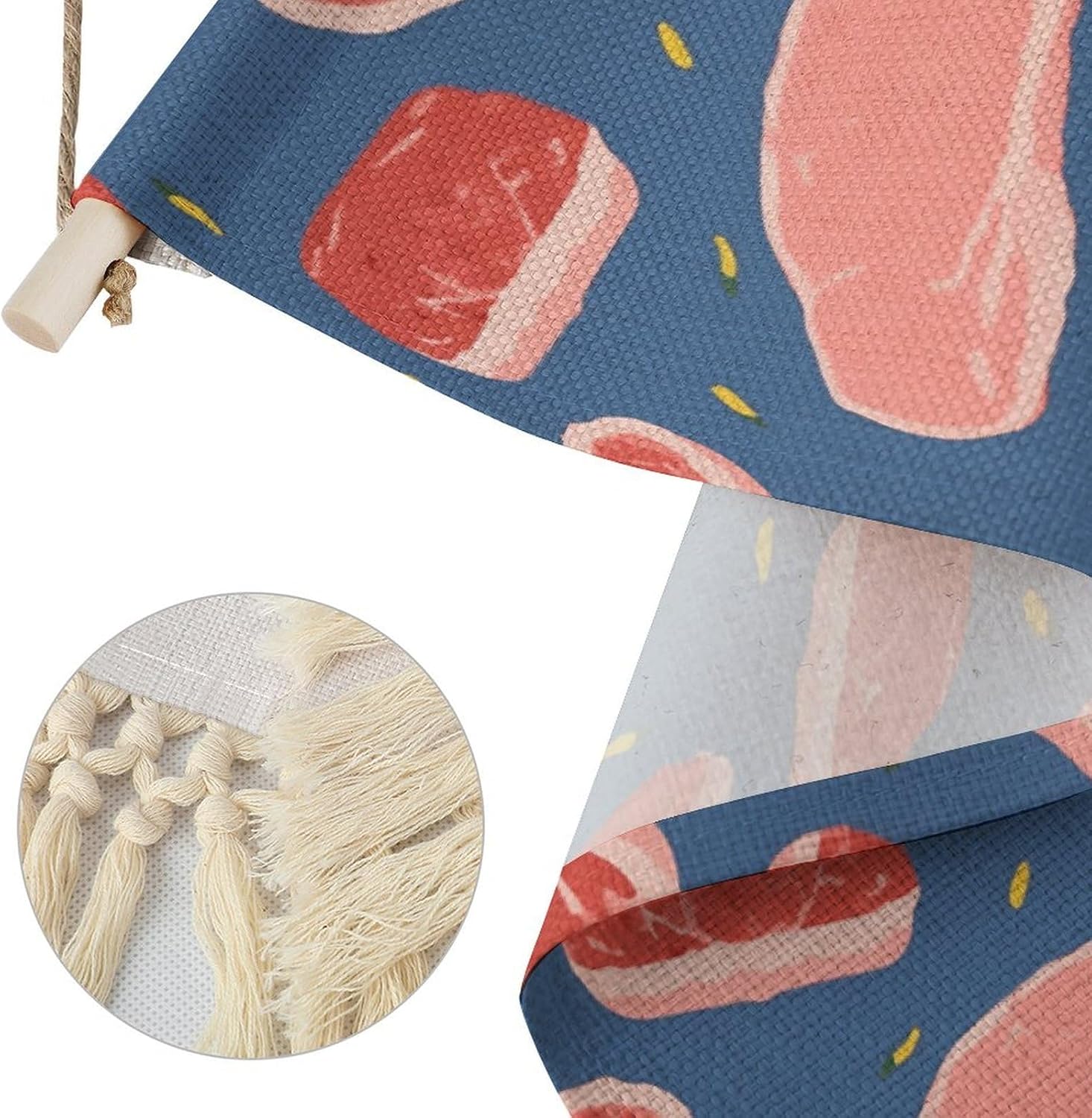 WSOIHFEC Meat Slices Pattern Vintage Vertical Tapestry Wall Hanging Decor image 3