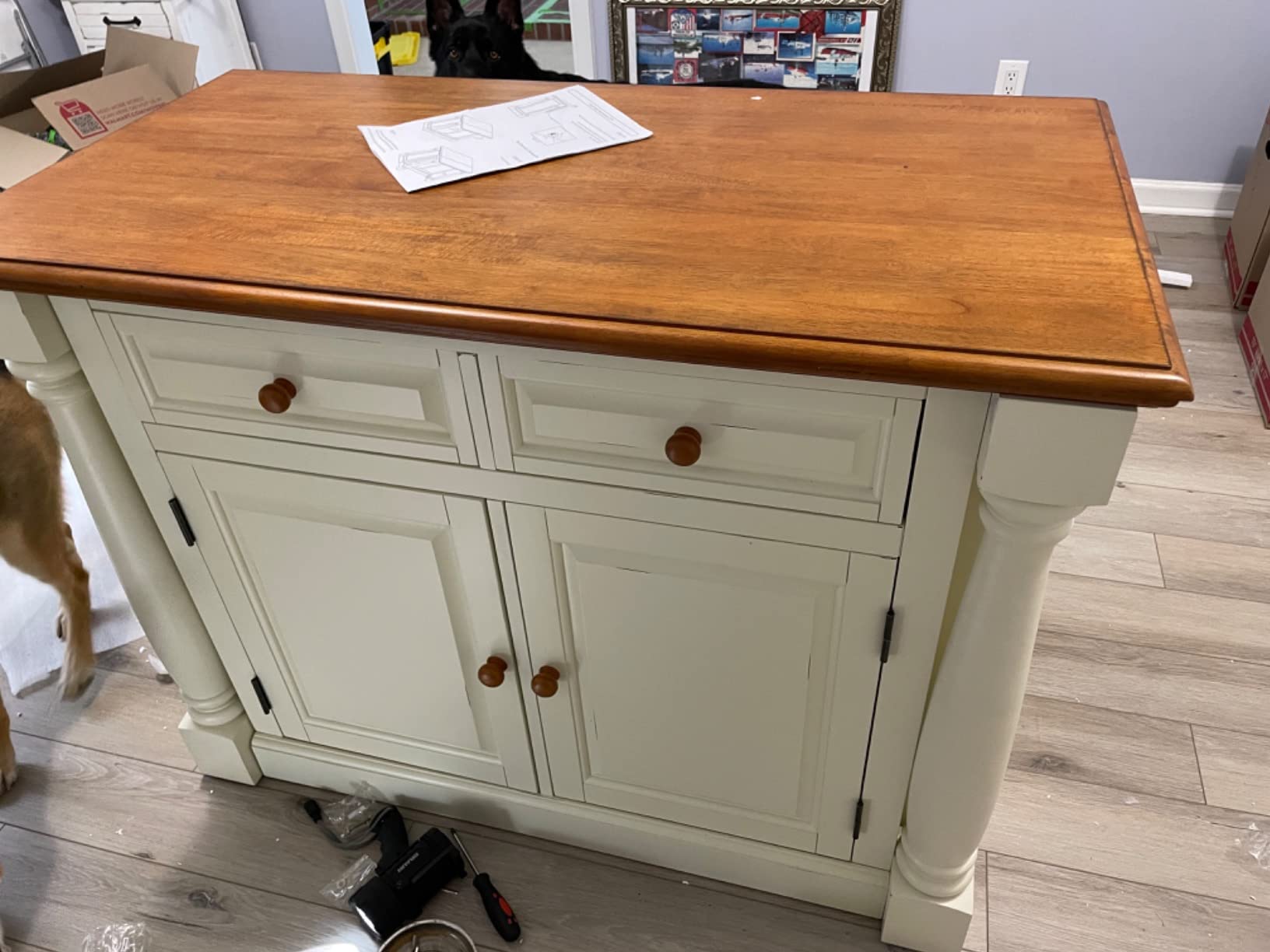 67/mo Finance Homestyles Monarch Kitchen Island Set, With 2 Stools