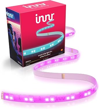 Innr Smart Lightstrip 5m, White & Colour, Works with Hue* and Zigbee Hubs | Premium RGBW LED Strip, ultra bright 2800 lumen, deep dimmable indirect lighting [Energy Class F]
