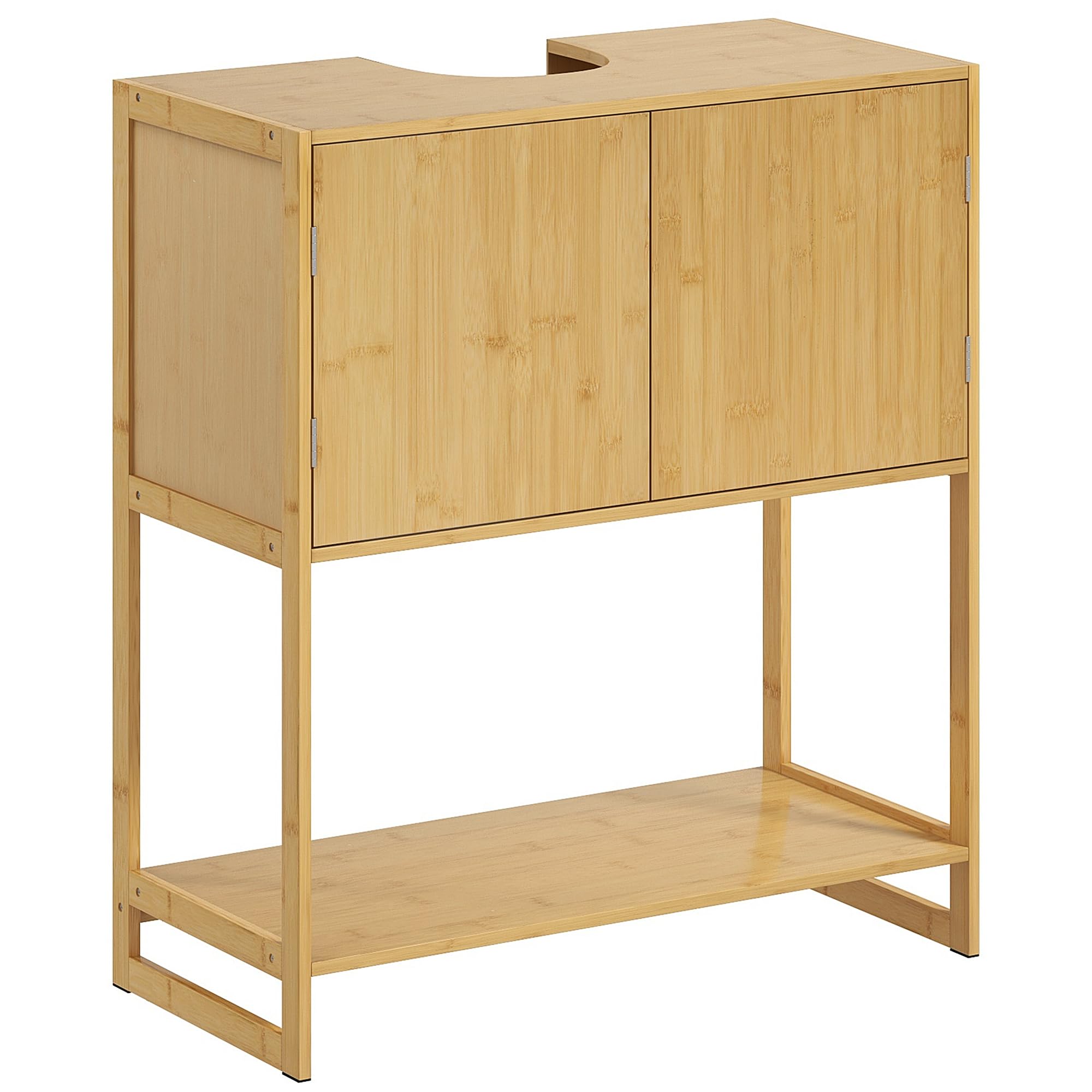 HOMCOM Szafka pod umywalkę Łazienka Bambusowa szafka pod umywalkę 2 drzwi i 1 półka - 70 l x 33 l x 79,5H cm Naturalny