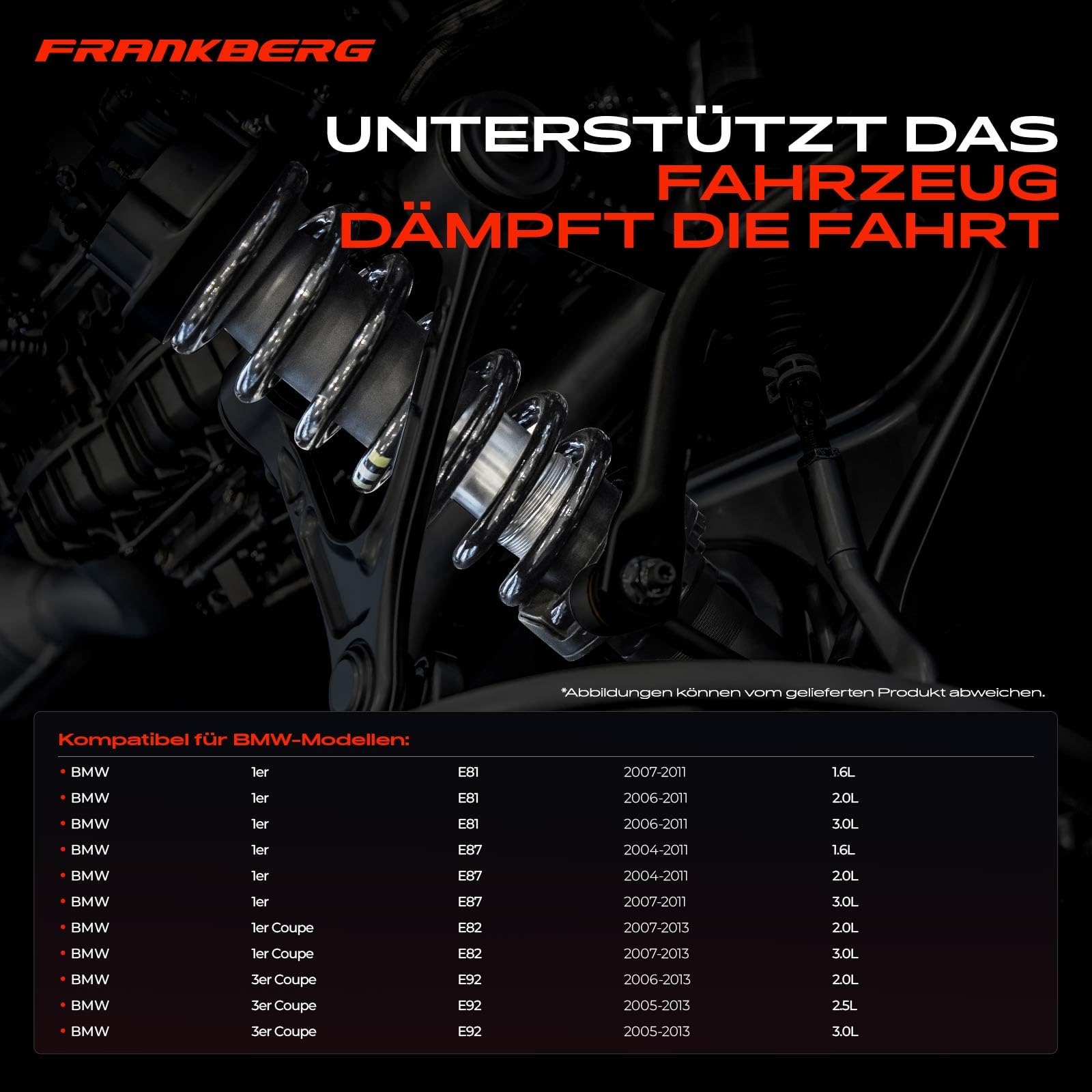 Frankberg 2 muelles de suspensión eje trasero 33536767343 | Compatible con: Serie 3 Coupé E92, Serie 1 E81, Serie 1 Coupé E82, Serie 1 E87