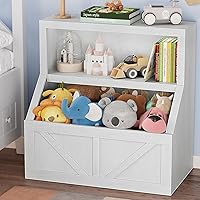 Vista 1 de IDEALHOUSE Estantería para niños, almacenamiento de juguetes, armario de madera para niños pequeños con organizador de almacenamiento, cubos grandes