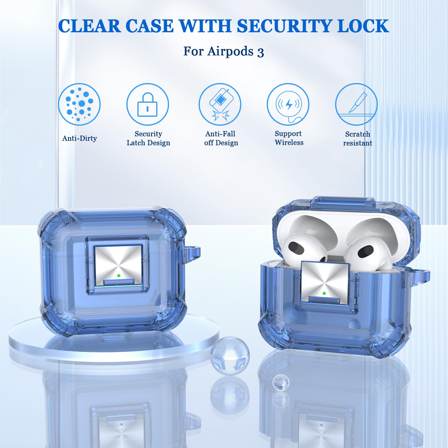 Amazon | RFUNGUANGO ロック付き AirPods 第 3 世代ケースカバー