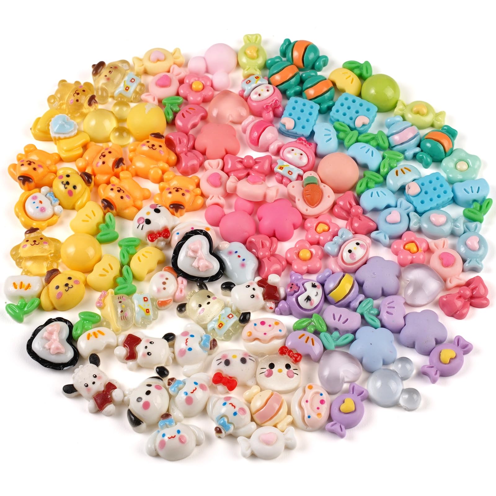 100 Pezzi Charms Resina Flatback - Decorazioni Slime Per Nail Art E Fai Da Te