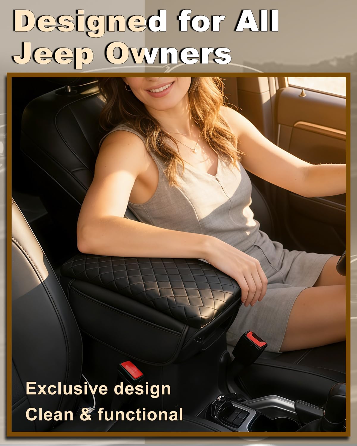Pokrowiec na konsolę do Jeep Wrangler JL 2018-2023 2024 skórzany pokrowiec na podłokietnik z kieszeniami, pokrywa konsoli środkowej do akcesoriów Wrangler JL JLU&Gladiator JT (dla 2018-2025