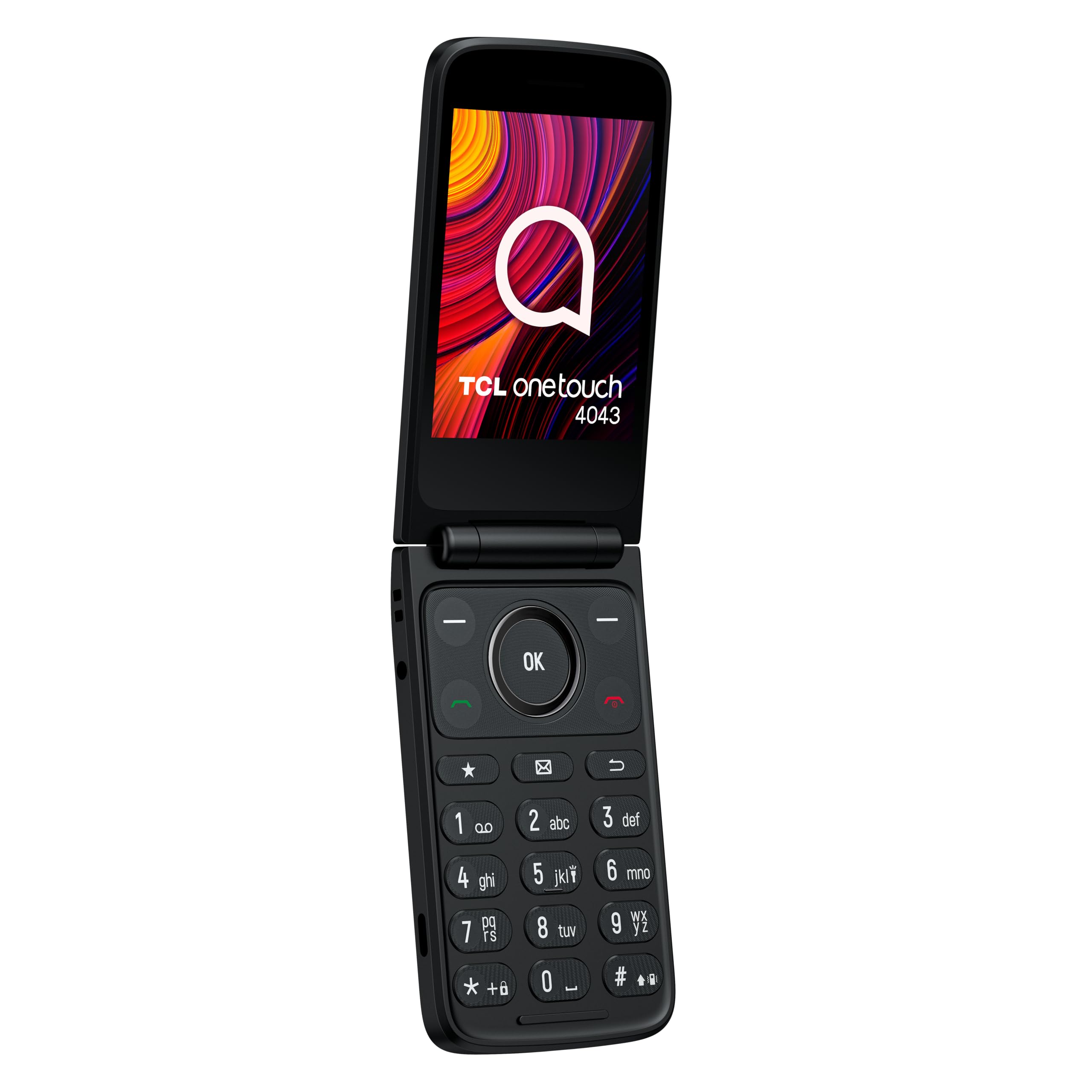 TCL Onetouch 4043 smartfon, łatwy w obsłudze, duże przyciski, 4G, dwa wyświetlacze z klipsem, latarka, akumulator 1380 mAh, Bluetooth, Dual-SIM, złącze audio 3,5 mm, ze stacją ładującą (kolor szary)