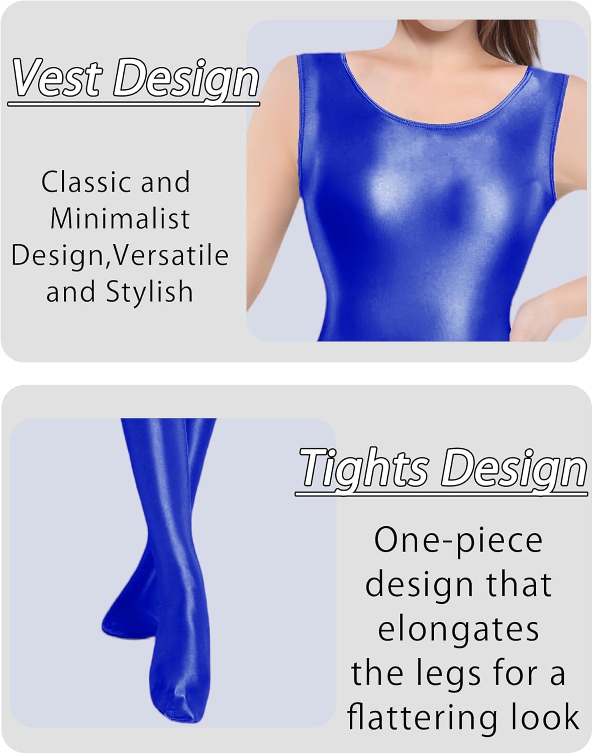 Women's Glossy Sleeveless Bodysuit Shiny Oil Sport Jumpsuit One Piece Silky Stretchy Tights Leotard