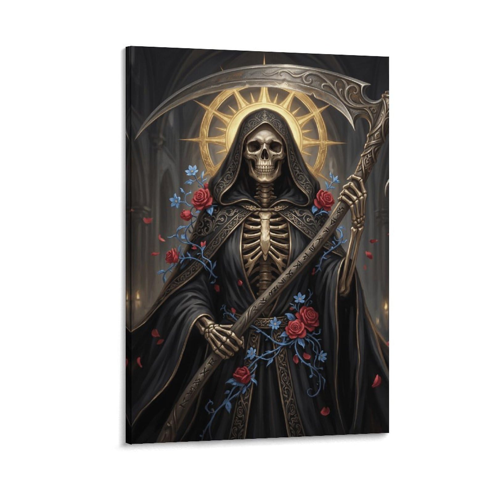 W7C8U2X3 Grim Reaper Cathedral Canvas Wall Art, Gothic Fantasy Wall Art