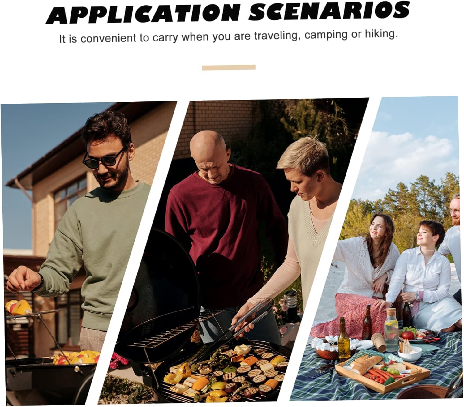 POPETPOP 1set Stainless Steel BBQ Tools Kit for Outdoor Grilling Barbecue Accessories Storage Bag for Camping Parties and Backyard Cookouts