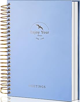 FLYING EGALE Meeting Notebook,8.5"x11" Professional Notebooks for Work - 240 Pages, A4 Size Project Planner, Spiral Meeting Agenda Organizer for Women Men, Large journal for Note Taking, Blue