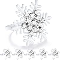 Vista 17 de ZeeDix Juego de 8 servilleteros de copos de nieve dorados de Navidad, anillos de servilletas para mesa de comedor, decoración de mesas rústicas
