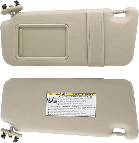 Miniatura 5 de Visera solar izquierda para el lado del conductor sin luz compatible con Toyota Camry 2007 2008 2009 2010 2011 Reemplazo # 74320-06780-E0 Color Beige