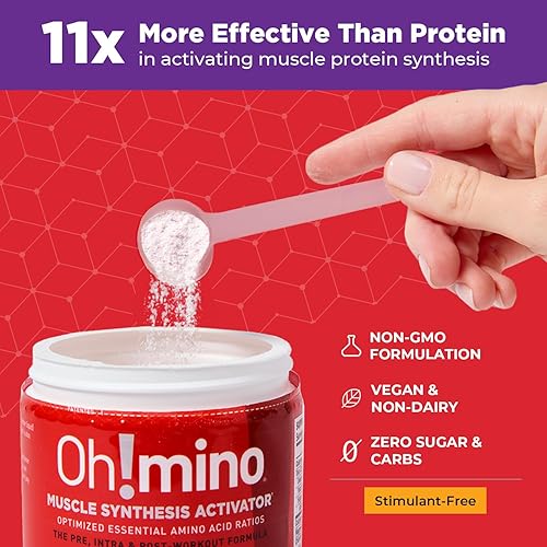 Miniatura 9 de Ohmino Activador de síntesis muscular sabor tropical a salpicaduras cafeinado 40 porciones de 988oz suplemento de aminoácidos suplemento de