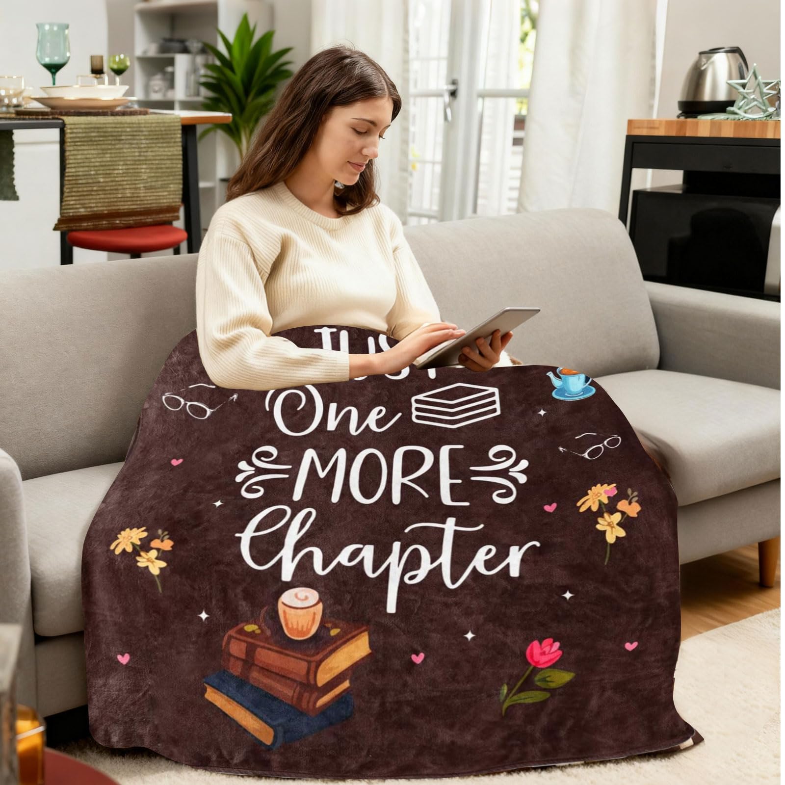 Coperta per amanti dei libri, 127 x 152,4 cm, in flanella, regalo per lettura, idee regalo di compleanno, regali letterari per amanti dei libri, lettori, topi di biblioteca, uomini, donne, amici